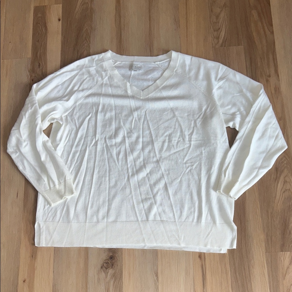 White V-Neck Sweater Lucky Brand
